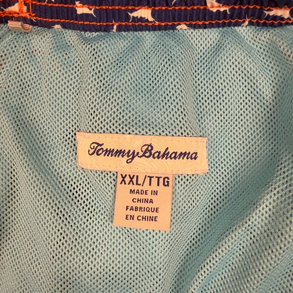 Tommy Bahama Naples Plaid Swim Trunks Mens XXL Orange Blue Cargo Mesh Lining